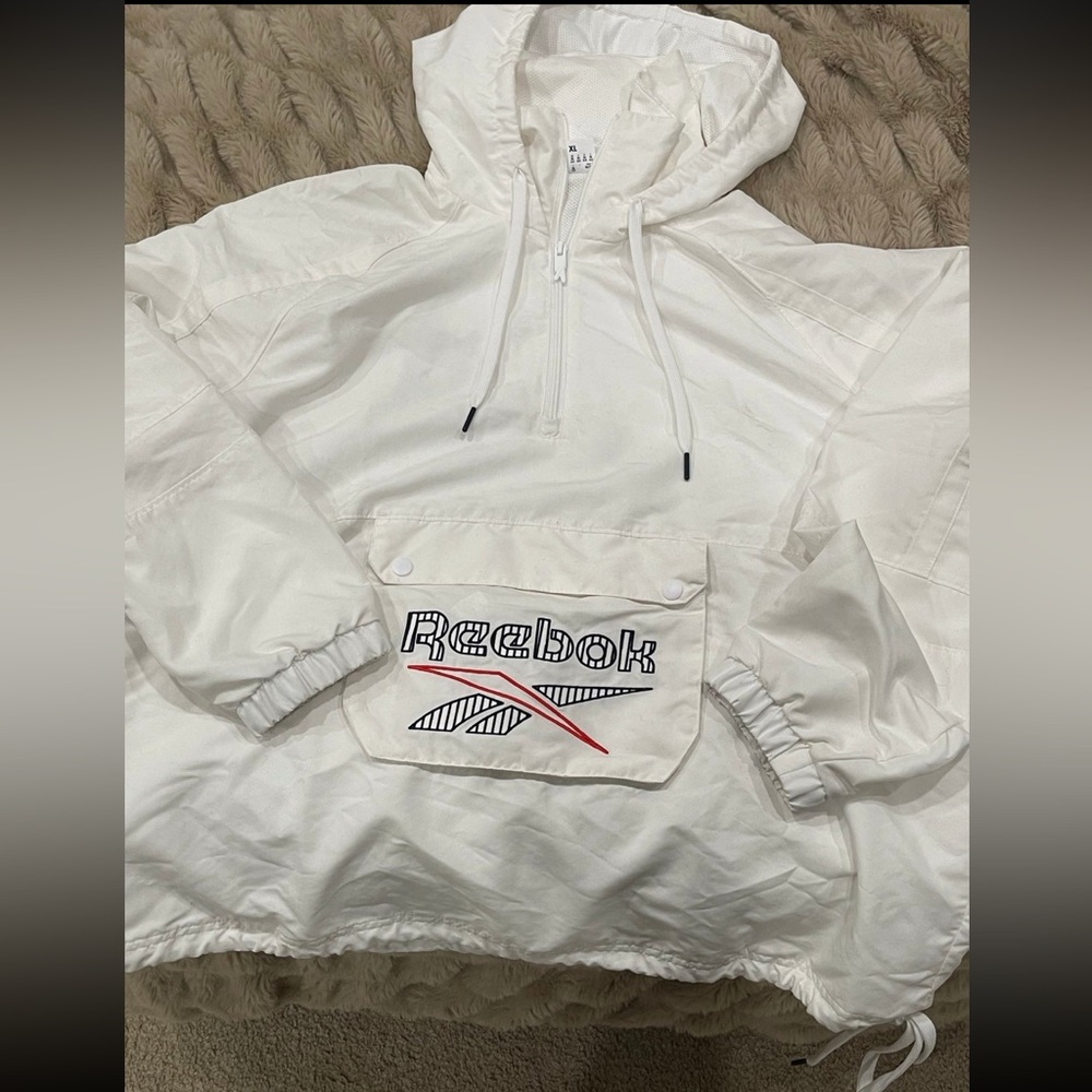 White Reebok Anorak/ windbreaker